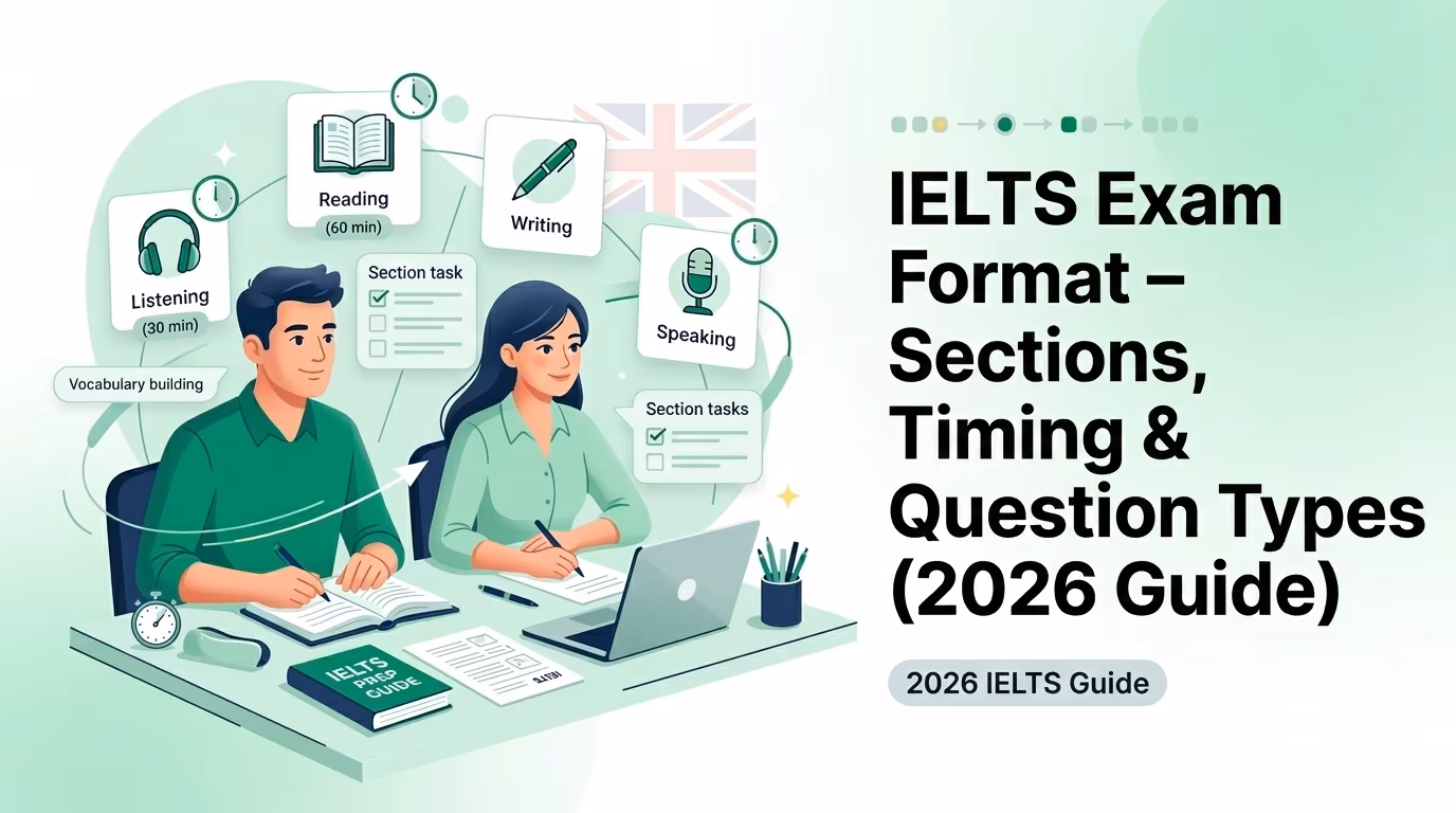 IELTS Exam Pattern 2026: Section-by-Section Format, Timing & Question Types