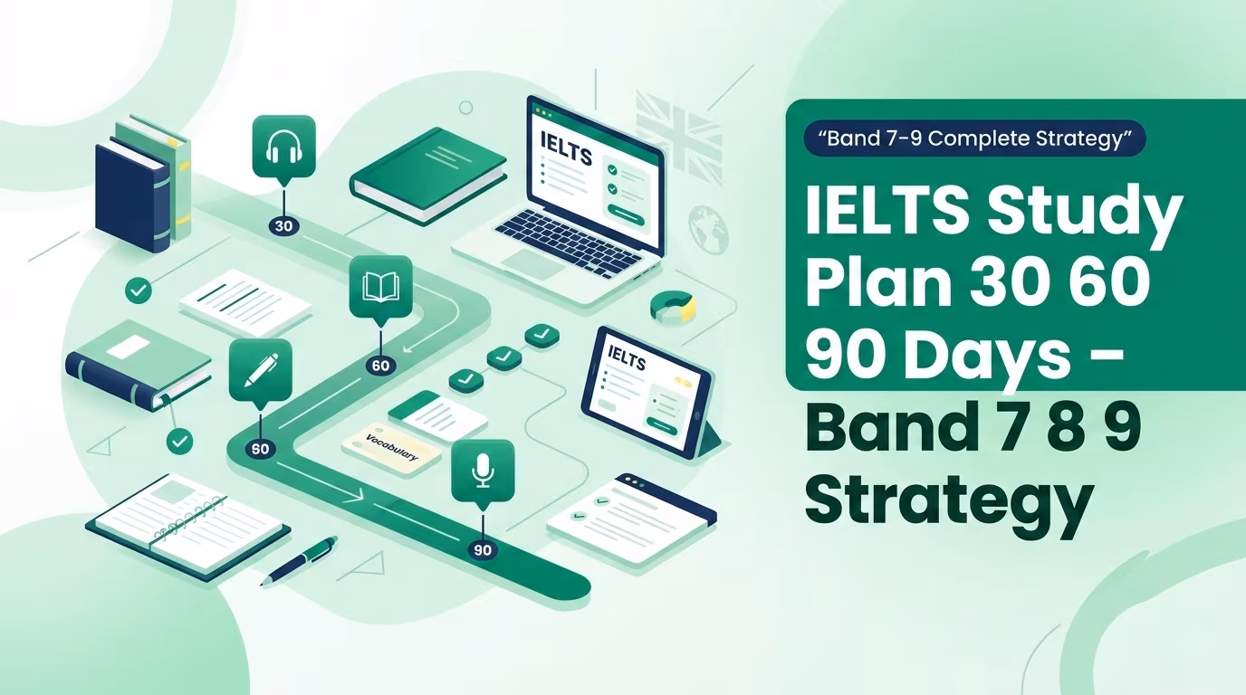 IELTS Study Plan 2026 – 30, 60 & 90 Days Strategy for Band 7, 8, 9